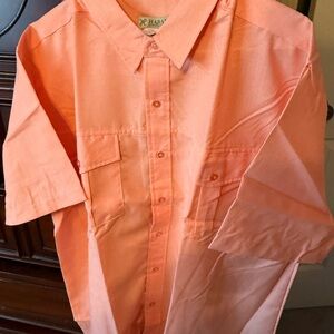 Haband Men's Pastel Orange Short Sleeve Button Down Shirt size XL